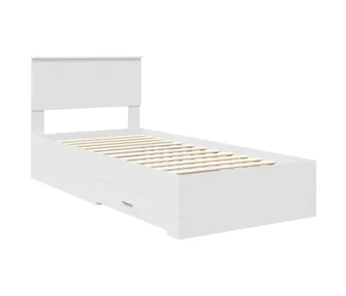 Gultas Rāmis Ar Atvilktni Balts 90 X 190 Cm Inženierijas Koks Vidaxl