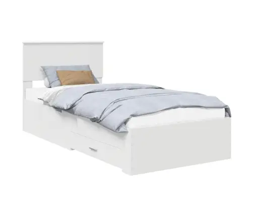 Gultas Rāmis Ar Atvilktni Balts 90 X 190 Cm Inženierijas Koks Vidaxl