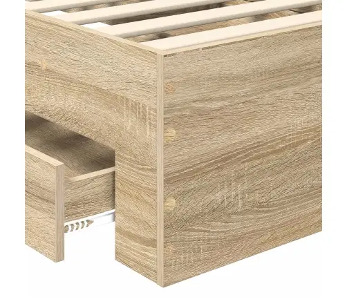 Voodi Raam Peaga Sahtliga Sonoma Tamm 90 X 190 Cm Tehispuit