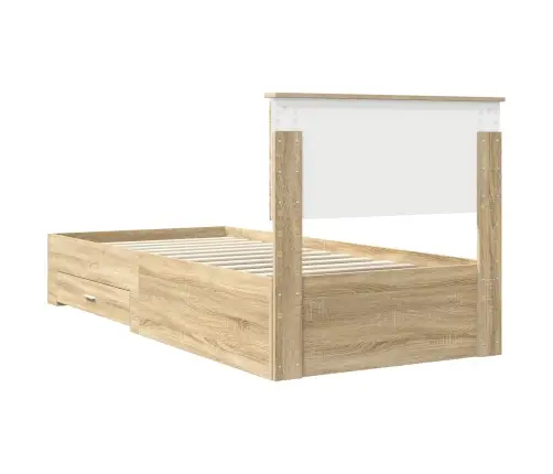 Voodi Raam Peaga Sahtliga Sonoma Tamm 90 X 190 Cm Tehispuit