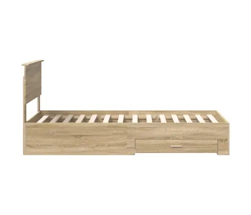 Voodi Raam Peaga Sahtliga Sonoma Tamm 90 X 190 Cm Tehispuit