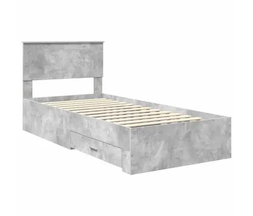 Gultas Rāmis Betona Pelēks 90 X 190 Cm Inženierijas Koks Vidaxl