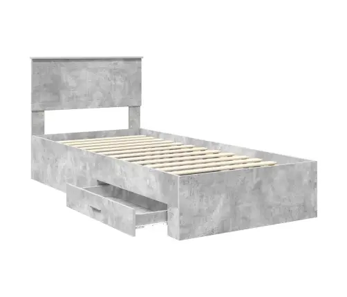 Gultas Rāmis Betona Pelēks 90 X 190 Cm Inženierijas Koks Vidaxl