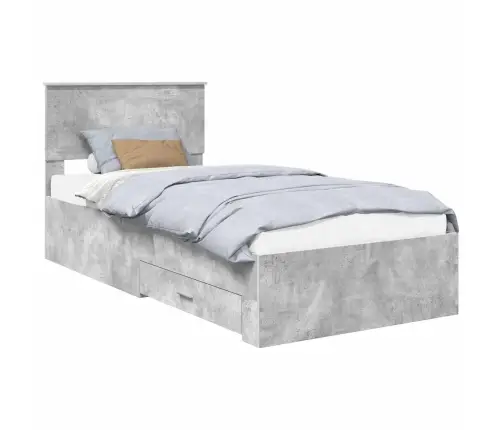 Gultas Rāmis Betona Pelēks 90 X 190 Cm Inženierijas Koks Vidaxl