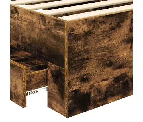 Voodi Raam Peaga Suitsetatud Tamm 90 X 190 Cm Tehispuit