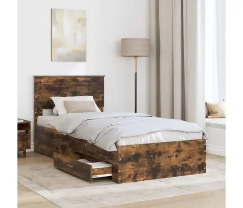 Voodi Raam Peaga Suitsetatud Tamm 90 X 190 Cm Tehispuit