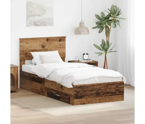 Gultas Rāmis Vecs Koks 90 X 190 Cm Inženierijas Koks Vidaxl