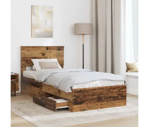 Gultas Rāmis Vecs Koks 90 X 190 Cm Inženierijas Koks Vidaxl