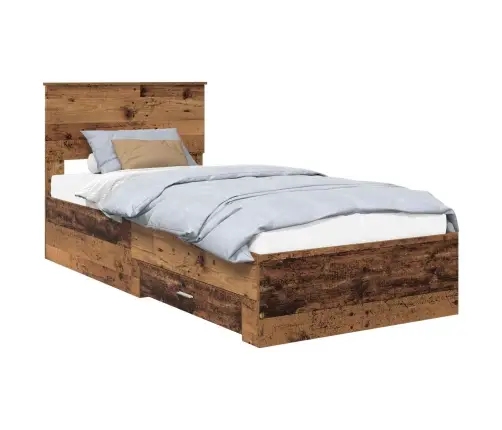 Gultas Rāmis Vecs Koks 90 X 190 Cm Inženierijas Koks Vidaxl