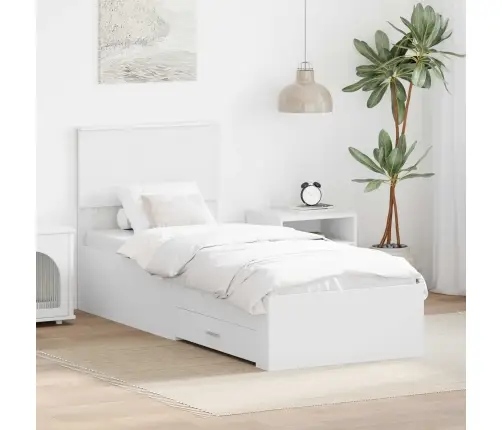 Gultas Rāmis Balts Un Sudrabs 75 X 190 Cm Inženierijas Koks Vidaxl