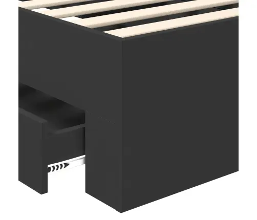 Gultas Rāmis Melns Un Sudrabains 75 X 190 Cm Inženierijas Koks Vidaxl