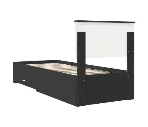 Gultas Rāmis Melns Un Sudrabains 75 X 190 Cm Inženierijas Koks Vidaxl