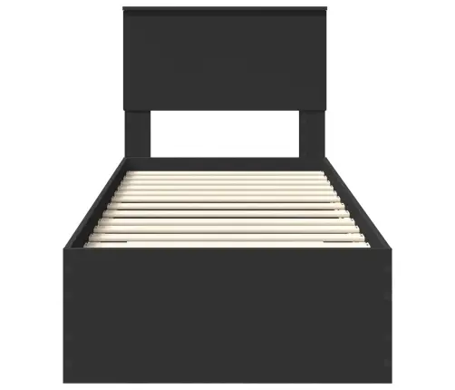 Gultas Rāmis Melns Un Sudrabains 75 X 190 Cm Inženierijas Koks Vidaxl