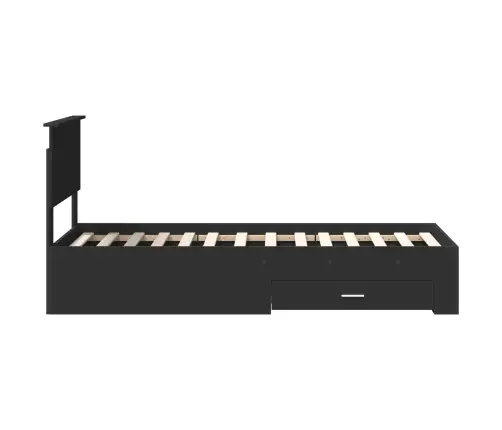 Gultas Rāmis Melns Un Sudrabains 75 X 190 Cm Inženierijas Koks Vidaxl