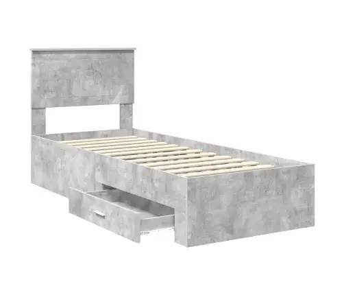 Gultas Rāmis Ar Atvilktni Betona Pelēks Un Sudrabs 75 X 190 Cm Vidaxl