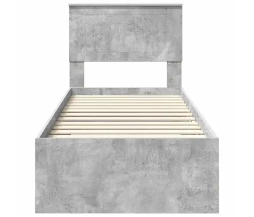 Gultas Rāmis Ar Atvilktni Betona Pelēks Un Sudrabs 75 X 190 Cm Vidaxl