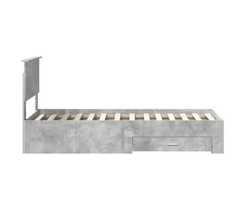 Gultas Rāmis Ar Atvilktni Betona Pelēks Un Sudrabs 75 X 190 Cm Vidaxl