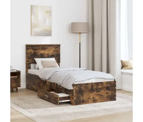 Voodi Raam Suitsetatud Tamme Ja Hõbe 75 X 190 Cm Tehispuit