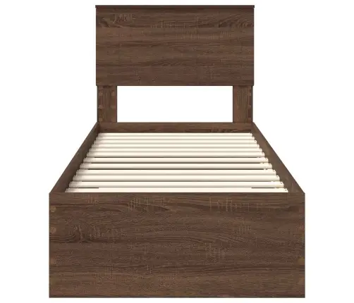 Gultas Rāmis Ar Atvilktni Brūnais Ozols Un Sudrabs 75 X 190 Cm Vidaxl