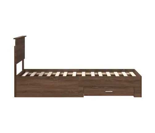 Gultas Rāmis Ar Atvilktni Brūnais Ozols Un Sudrabs 75 X 190 Cm Vidaxl