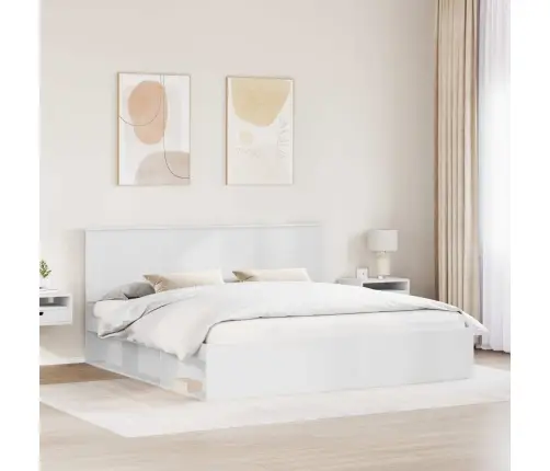 Voodi Raam Peaga Valge 200 X 200 Cm Tahke Mänd