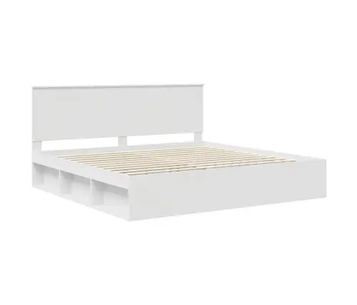 Voodi Raam Peaga Valge 200 X 200 Cm Tahke Mänd