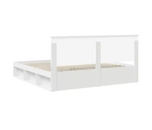 Voodi Raam Peaga Valge 200 X 200 Cm Tahke Mänd