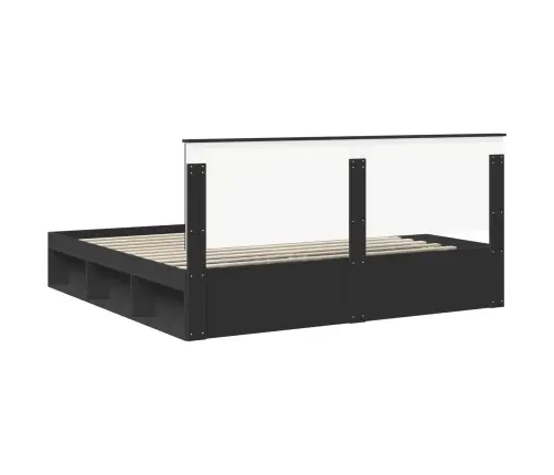 Voodi Raam Peaga Must 200 X 200 Cm Tahke Mänd