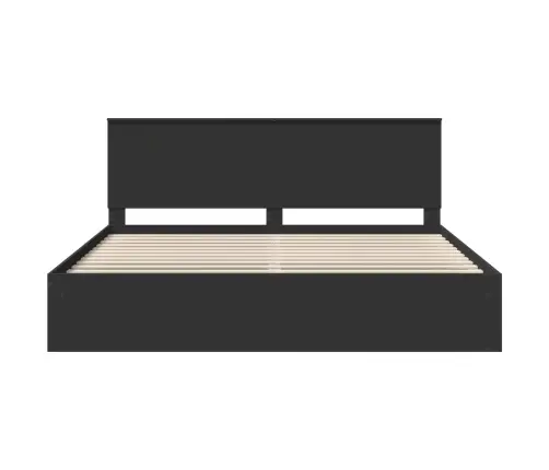 Voodi Raam Peaga Must 200 X 200 Cm Tahke Mänd