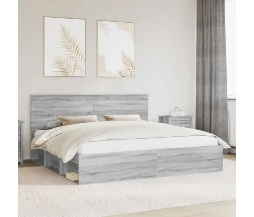 Gultas Rāmis Pelēks Sonoma 200 X 200 Cm Ciets Priedes Koks Vidaxl