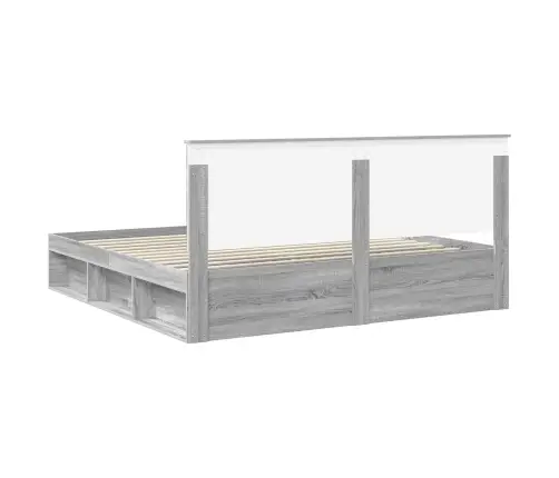 Gultas Rāmis Pelēks Sonoma 200 X 200 Cm Ciets Priedes Koks Vidaxl