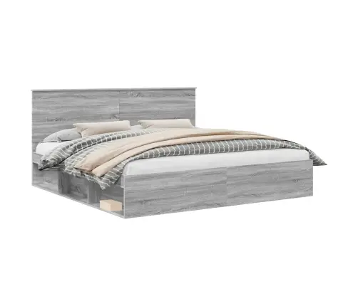 Gultas Rāmis Pelēks Sonoma 200 X 200 Cm Ciets Priedes Koks Vidaxl