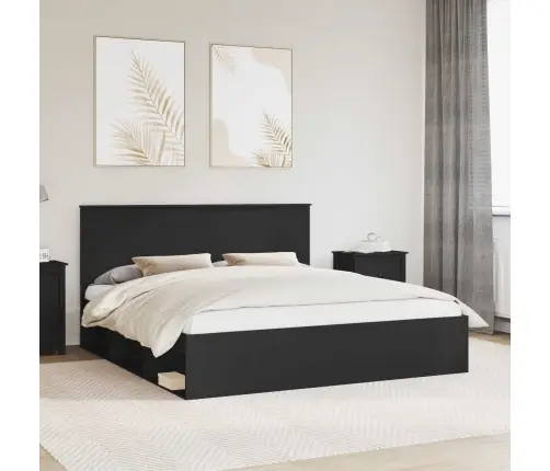 Gultas Rāmis Melna 180 X 200 Cm Ciets Priedes Koks Vidaxl