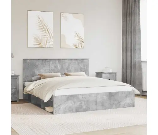 Gultas Rāmis Betons 180 X 200 Cm Ciets Priedes Koks Vidaxl