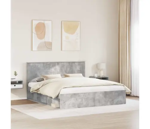 Gultas Rāmis Betons 180 X 200 Cm Ciets Priedes Koks Vidaxl