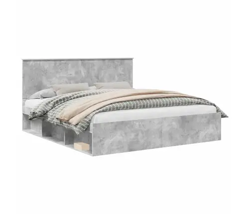 Gultas Rāmis Betons 180 X 200 Cm Ciets Priedes Koks Vidaxl