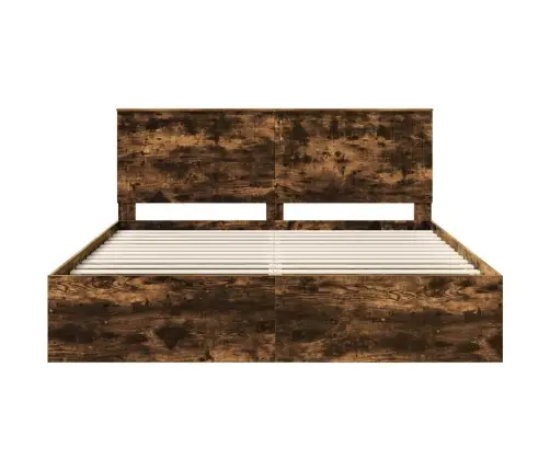 Gultas Rāmis Dūmaka Ozols 180 X 200 Cm Ciets Priedes Koks Vidaxl