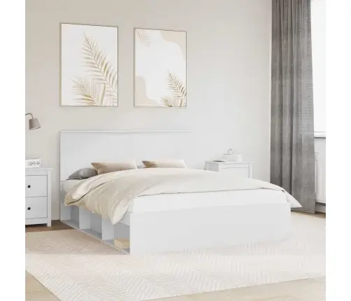 Gultas Rāmis Balts 160 X 200 Cm Ciets Priedes Koks Vidaxl