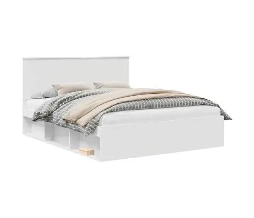 Gultas Rāmis Balts 160 X 200 Cm Ciets Priedes Koks Vidaxl