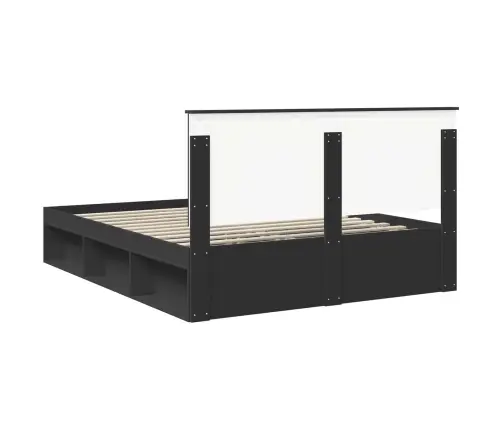 Voodi Raam Peaga Must 160 X 200 Cm Tahke Mänd