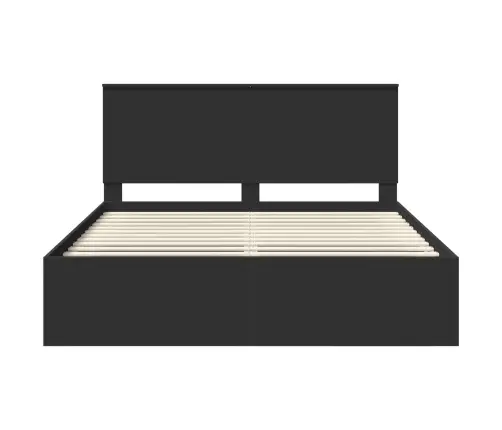 Voodi Raam Peaga Must 160 X 200 Cm Tahke Mänd