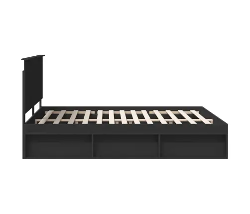 Voodi Raam Peaga Must 160 X 200 Cm Tahke Mänd