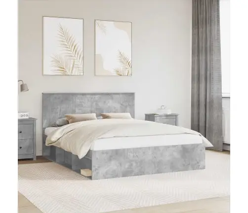 Gultas Rāmis Betons 160 X 200 Cm Ciets Priedes Koks Vidaxl