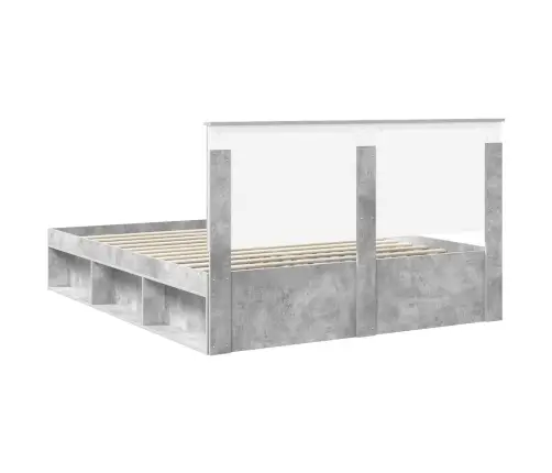 Gultas Rāmis Betons 160 X 200 Cm Ciets Priedes Koks Vidaxl