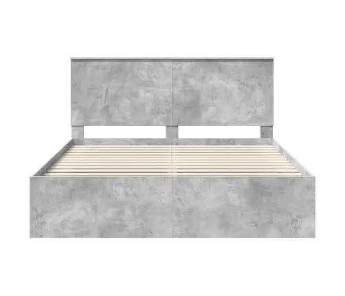 Gultas Rāmis Betons 160 X 200 Cm Ciets Priedes Koks Vidaxl