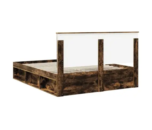 Gultas Rāmis Dūmaka Ozols 160 X 200 Cm Ciets Priedes Koks Vidaxl