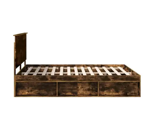 Gultas Rāmis Dūmaka Ozols 160 X 200 Cm Ciets Priedes Koks Vidaxl