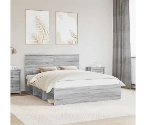 Gultas Rāmis Pelēks Sonoma 160 X 200 Cm Ciets Priedes Koks Vidaxl