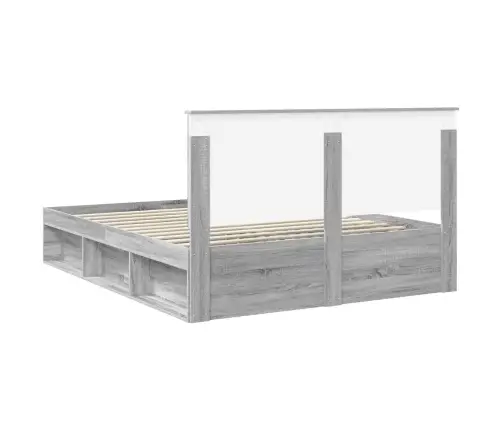 Gultas Rāmis Pelēks Sonoma 160 X 200 Cm Ciets Priedes Koks Vidaxl