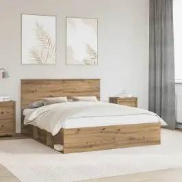 Gultas Rāmis Mākslīgā Ozola 160 X 200 Cm Ciets Priedes Koks Vidaxl Gultas Rāmis Mākslīgā Ozola 160 X 200 Cm Ciets Priedes Koks Vidaxl